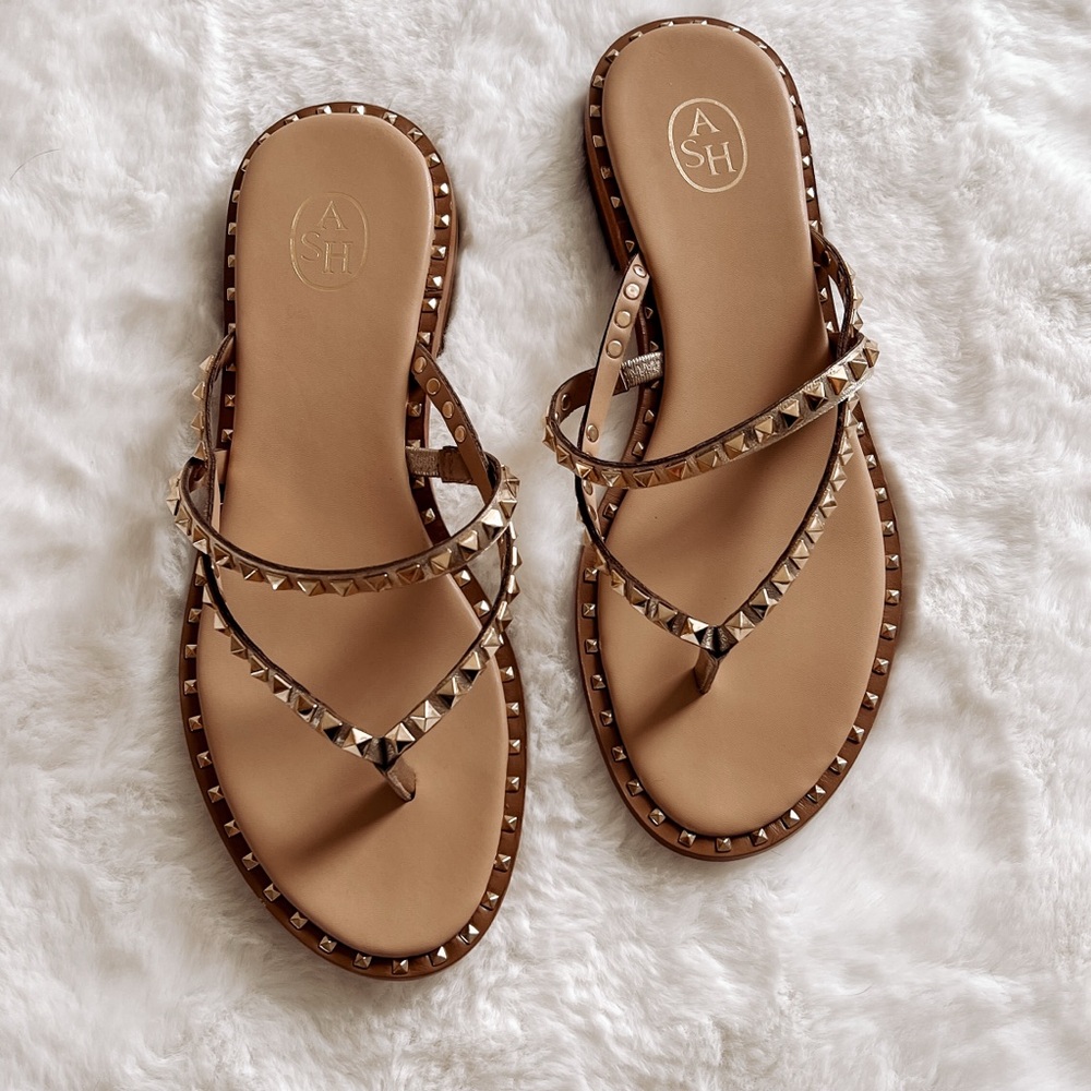 ASH Women's Tan Sandals with Gold Accents